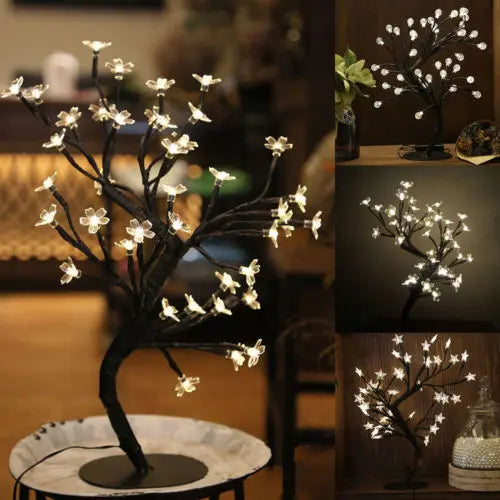 LED Cherry Blossom Crystal Bonsai Stars  Tree Light Branches Home Decor eprolo