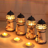 Lighthouse Candle Holder Mediterranean-style Iron Candle Holder Holiday Candlestick Home Wedding Party Family Decor S-779-0-818