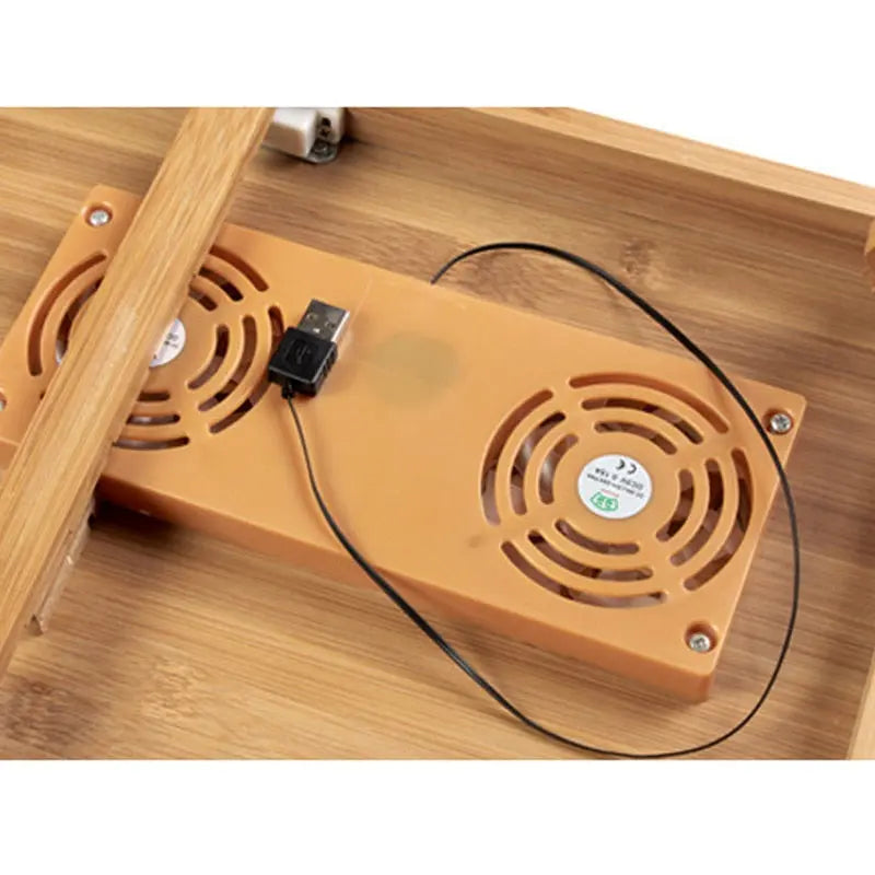 Ergonomics Adjustable Laptop Desk with USB Cooling Fan for Lap Table Bamboo Foldable Breakfast Serving Bed Tray Cozy Yellow eprolo