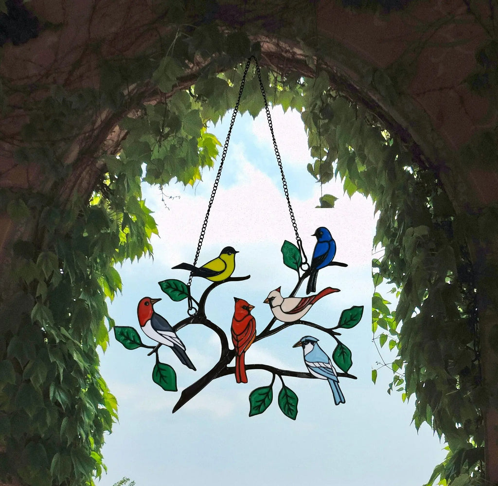 New Window Alloy Drop Glue Bird Pendant Six Bird Garden Decorations eprolo