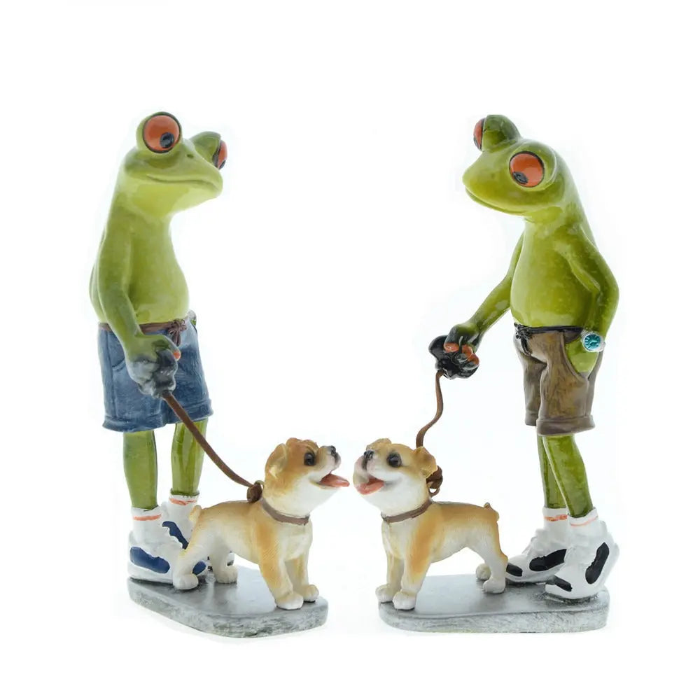 Home Furnishing Brothers Walk Dogs Together Frog Resin eprolo