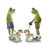 Home Furnishing Brothers Walk Dogs Together Frog Resin