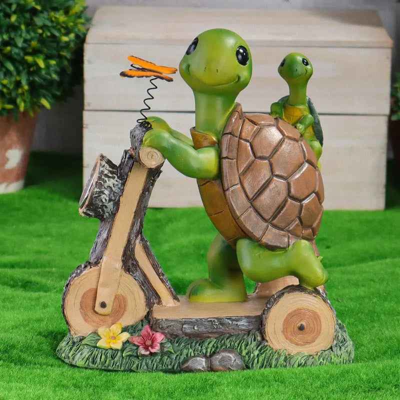 Solar lamp resin turtle cycling courtyard small night light decoration