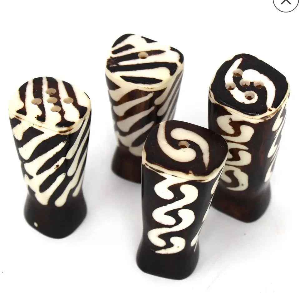 African Natural Bone Salt & Pepper Shakers