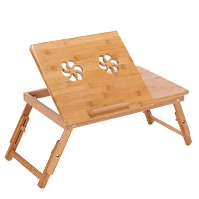 Ergonomics Adjustable Laptop Desk with USB Cooling Fan for Lap Table Bamboo Foldable Breakfast Serving Bed Tray Cozy Yellow eprolo