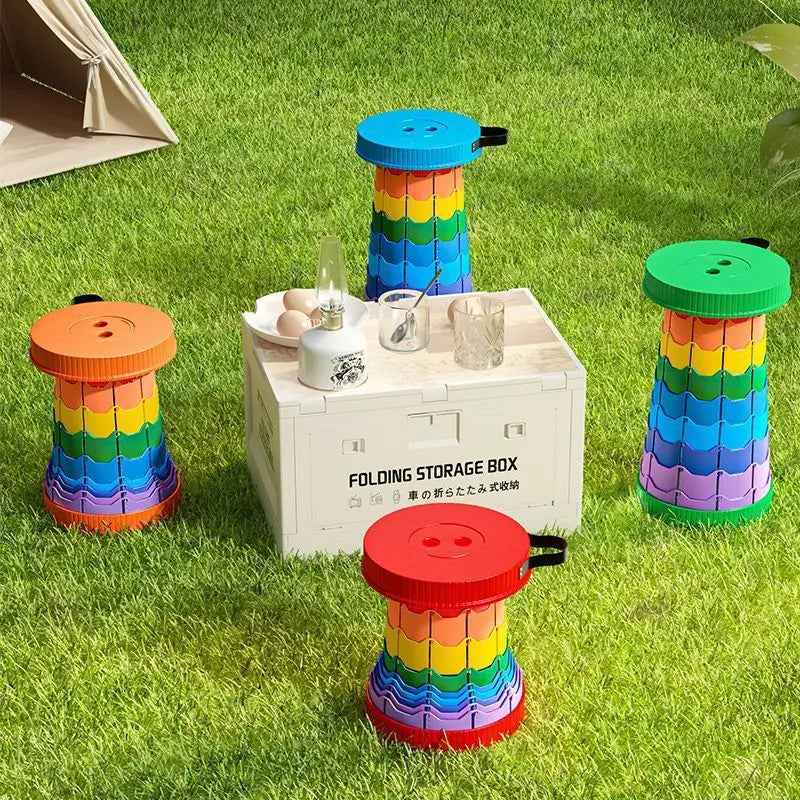The folding Outdoor and retractable adjusted stool for yard use.