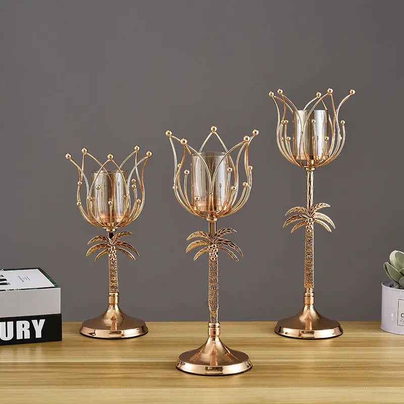 Handcrafted Metal Candle Stand Decorative Home Accessory
