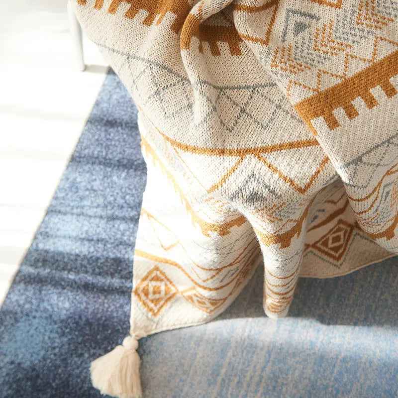 Simple Knitted Wool Shawl Blanket