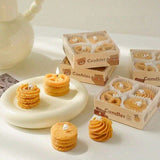 Cookie Shape Scented Candle Set 4PCS Coffee & Milk Aroma For Home Decor