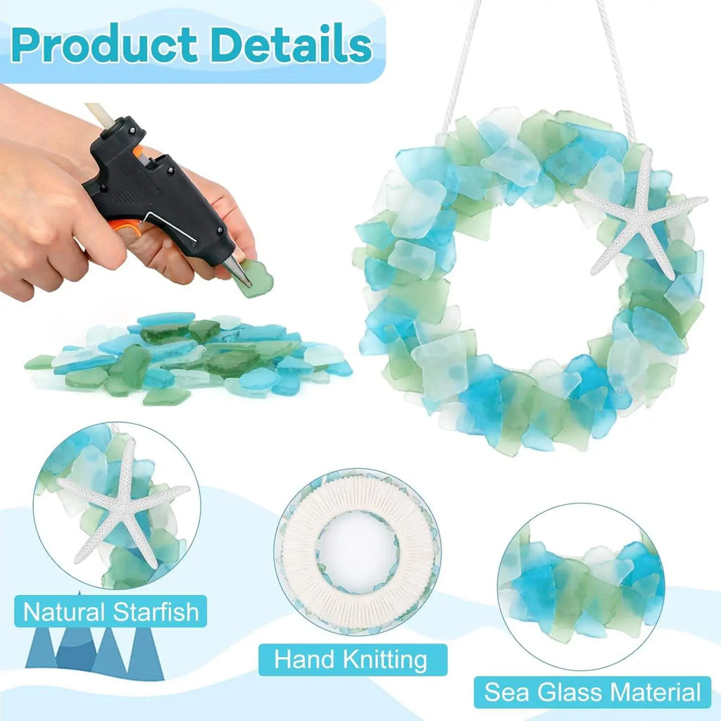 Handmade 8.5 Inch Beach Sea Glass Wreath For Coastal Style Christmas Decor Mayra and Company