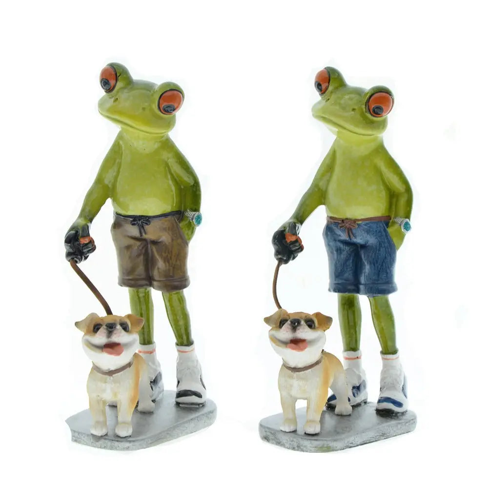 Home Furnishing Brothers Walk Dogs Together Frog Resin eprolo