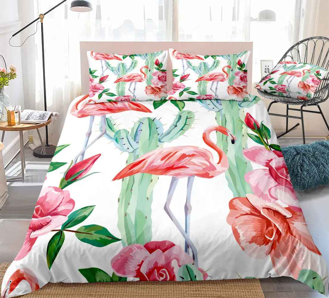 Home Textiles Bedroom Bed Sheets Pillowcases Cactus Succulent Three or Four Piece Sets