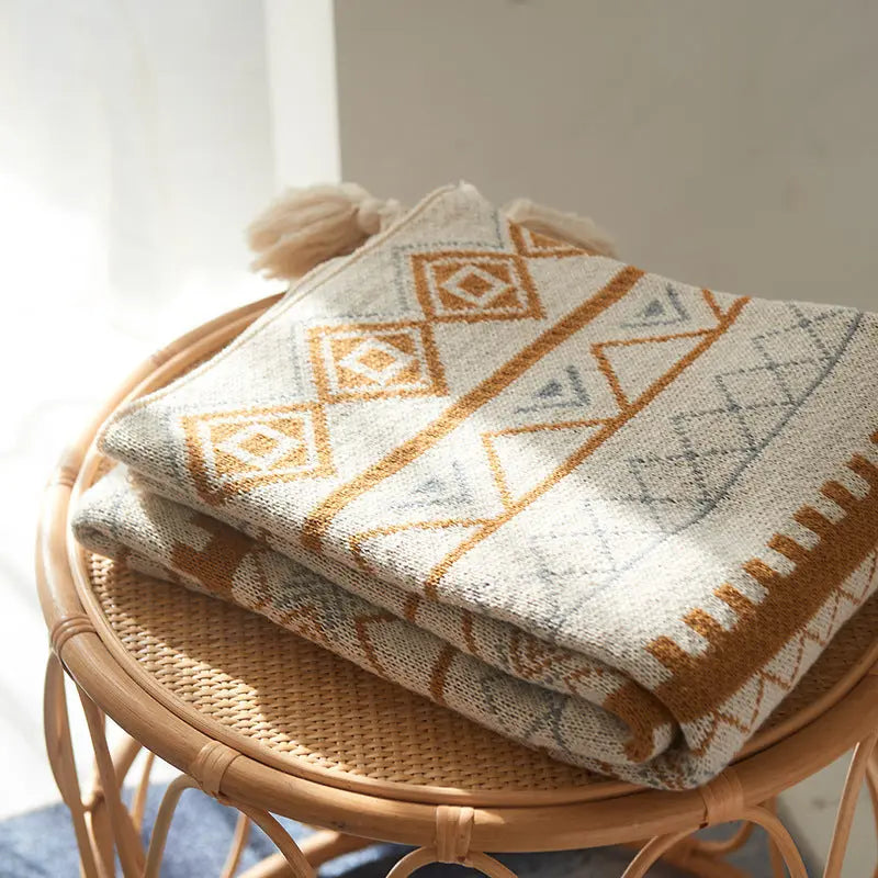 Simple Knitted Wool Shawl Blanket eprolo