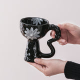 French Elegance Tall Stem Ceramic Mug Creative Ice Cream Cup Living Room Decor