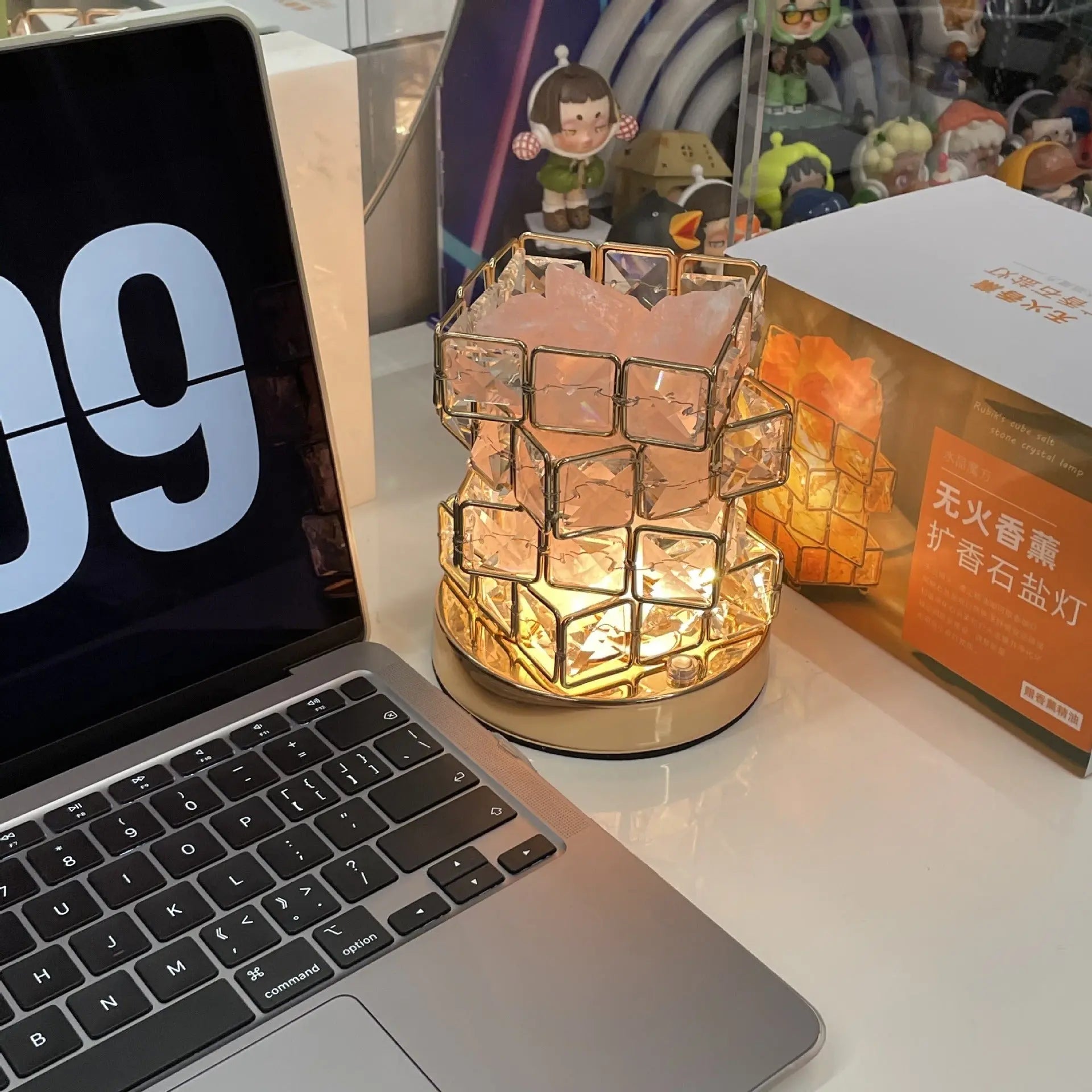USB Crystal Table Lamp Three Color Cube Bedroom Bedside Night Light For Home Room eprolo