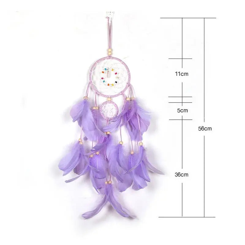 Dream Catcher LED Lighting Feather Dreamcatcher Girl Room Bell Bedroom Romantic Hanging Decoration eprolo