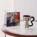 French Elegance Tall Stem Ceramic Mug Creative Ice Cream Cup Living Room Decor eprolo