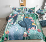 Home Textiles Bedroom Bed Sheets Pillowcases Cactus Succulent Three or Four Piece Sets