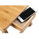 Ergonomics Adjustable Laptop Desk with USB Cooling Fan for Lap Table Bamboo Foldable Breakfast Serving Bed Tray Cozy Yellow