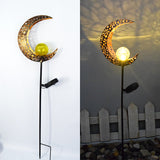 Outdoor Solar Lawn Lamp Moon Flame Retro Hollow Courtyard Lamp Garden Landscape Wrought Iron Floor Lamp