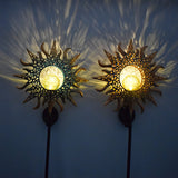 Outdoor Solar Lawn Lamp Moon Flame Retro Hollow Courtyard Lamp Garden Landscape Wrought Iron Floor Lamp