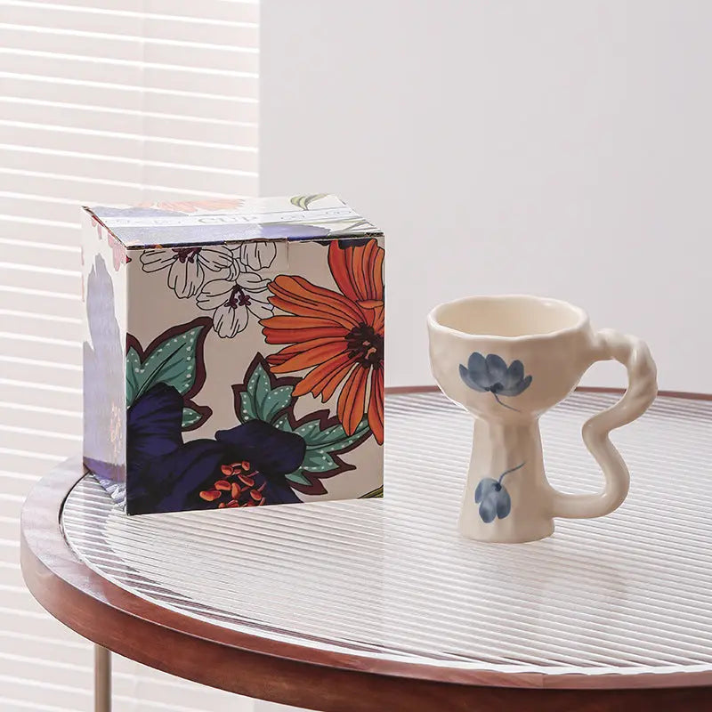 French Elegance Tall Stem Ceramic Mug Creative Ice Cream Cup Living Room Decor eprolo