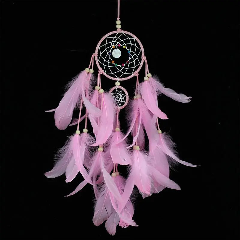 Dream Catcher LED Lighting Feather Dreamcatcher Girl Room Bell Bedroom Romantic Hanging Decoration eprolo