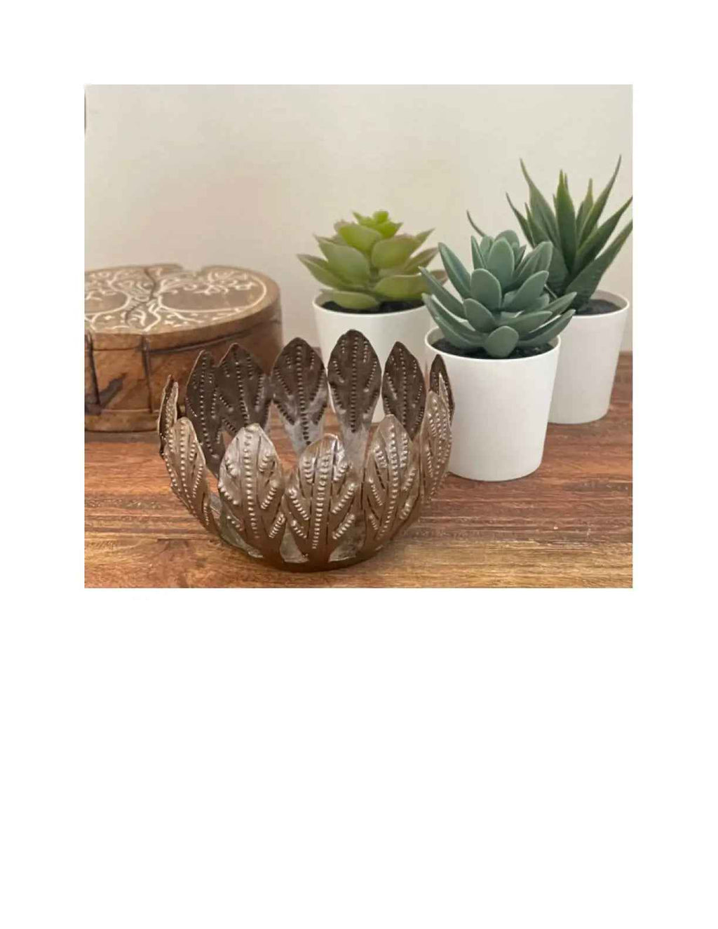 Decorative Drum Art Bowl Or Votive Mango Leaf