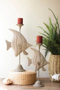 Set of 2 Charming Rustic Fish Candle Holders Countryside Home Decor