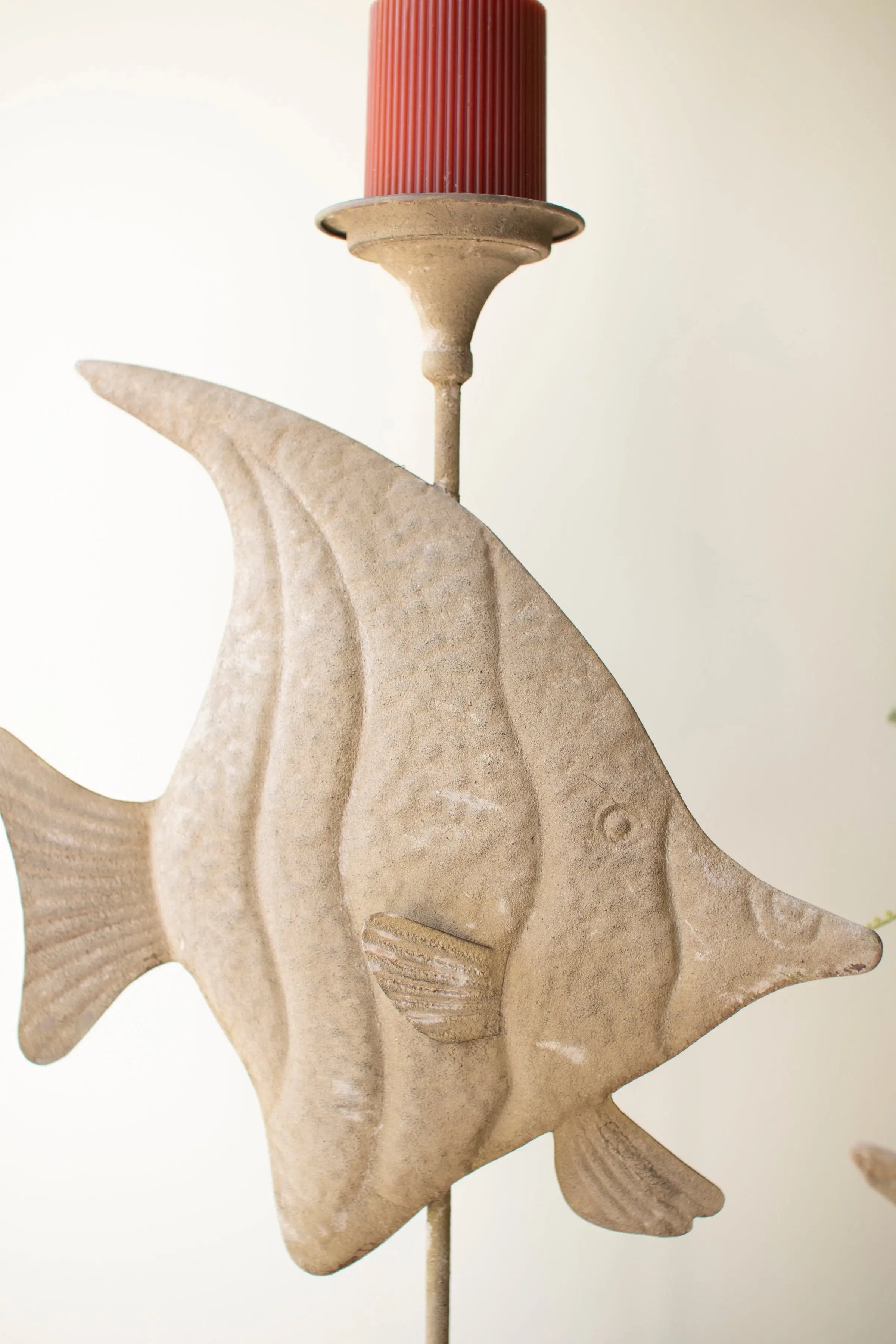 Set of 2 Charming Rustic Fish Candle Holders Countryside Home Decor
