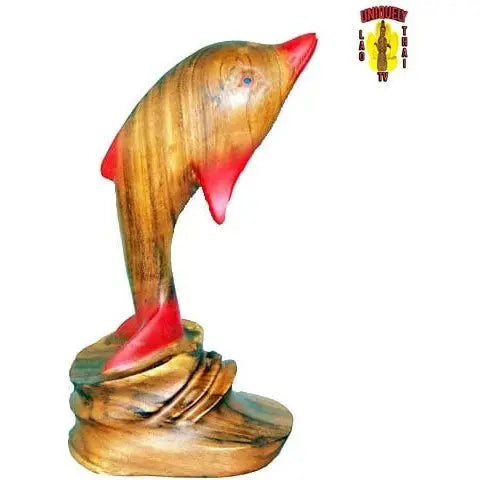 Carved Jumping Dolphin 14" Tall Uniquely Thai Lao TV