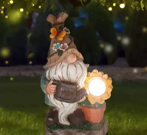 Garden solar powered watering sunflower dwarf resin ornaments eprolo