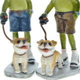 Home Furnishing Brothers Walk Dogs Together Frog Resin