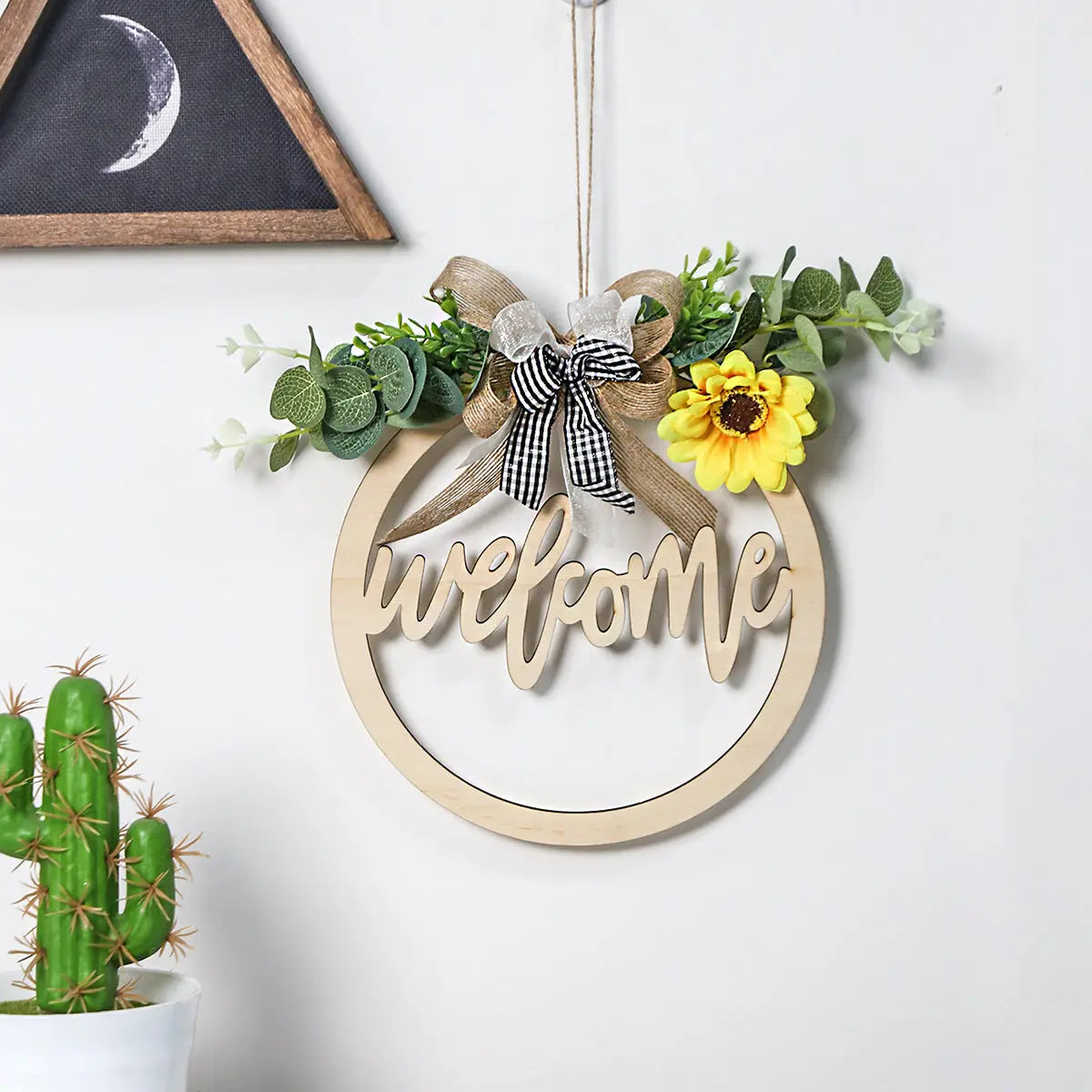 Living Room Bedroom Background Wall Decoration Pendant Layout Room Wall Hanging Plant Wrought Iron Wall Decoration Wood Panel Door eprolo