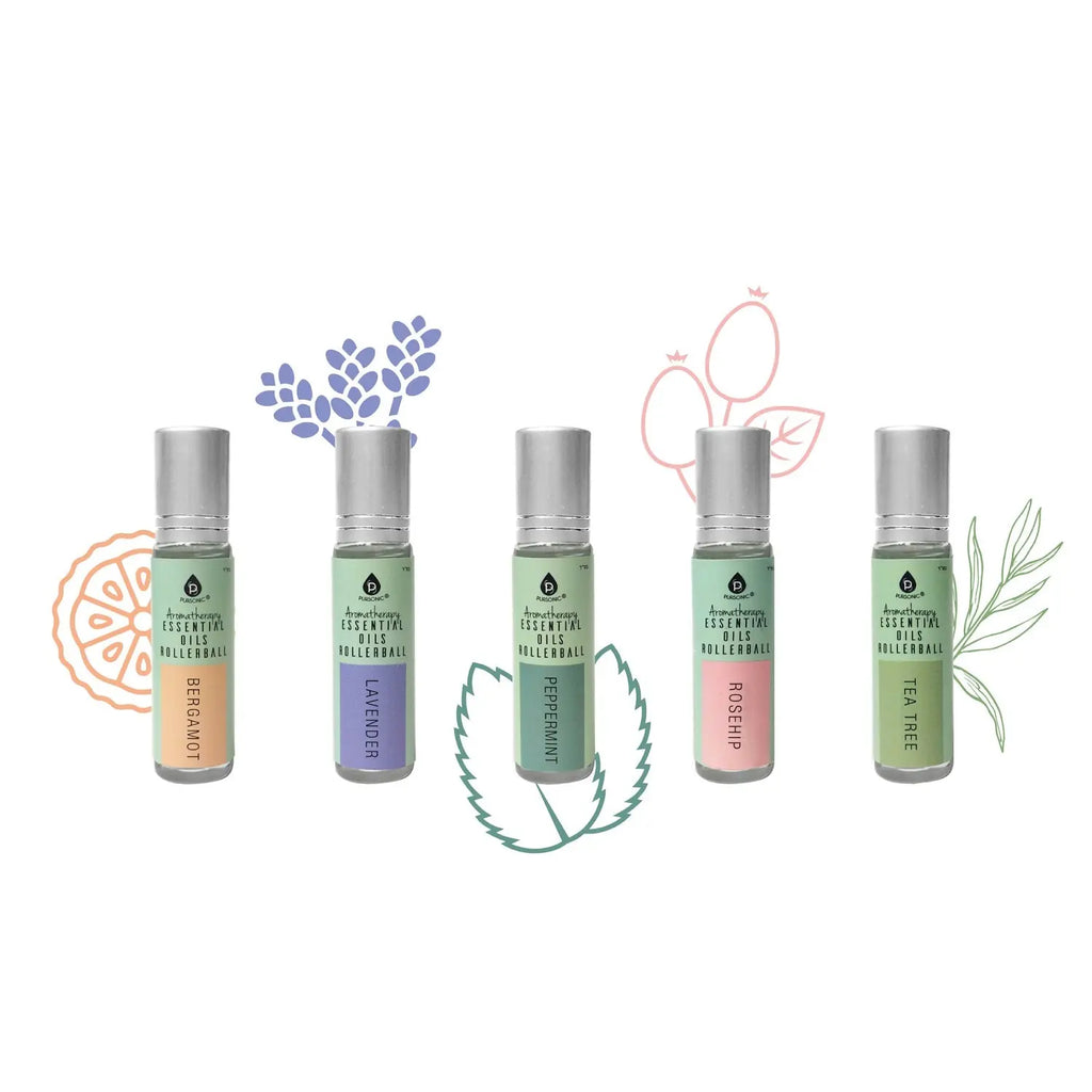 Aromatherapy Essential Oils Rollerballs (Bergamot, Lavender, Peppermint, Rosehip, Tea Tree)-0
