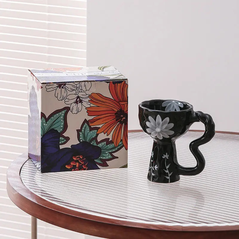 French Elegance Tall Stem Ceramic Mug Creative Ice Cream Cup Living Room Decor eprolo