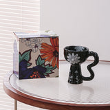 French Elegance Tall Stem Ceramic Mug Creative Ice Cream Cup Living Room Decor