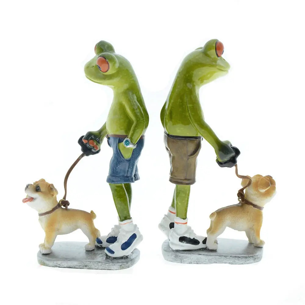 Home Furnishing Brothers Walk Dogs Together Frog Resin eprolo