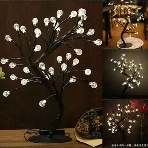 LED Cherry Blossom Crystal Bonsai Stars  Tree Light Branches Home Decor