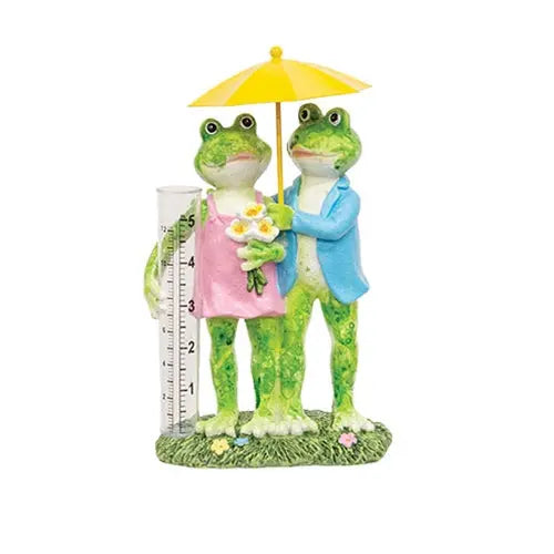 Assorted Resin Frog Couple Rain Gauge Countryside Home Decor
