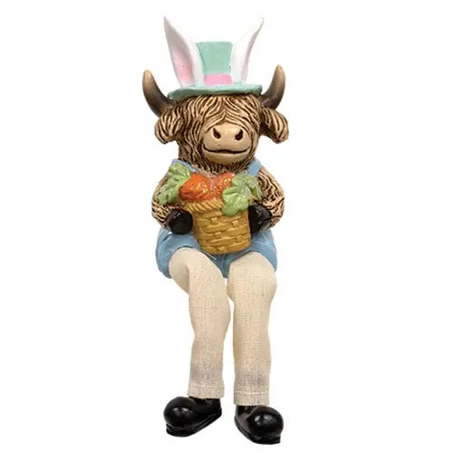 Assorted Resin Easter Highland Sitters with Dangling Legs Countryside Home Decor