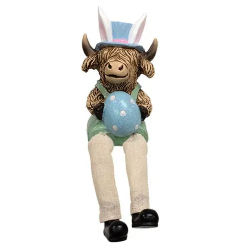 Assorted Resin Easter Highland Sitters with Dangling Legs Countryside Home Decor
