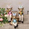 Assorted Resin Easter Highland Sitters with Dangling Legs Countryside Home Decor