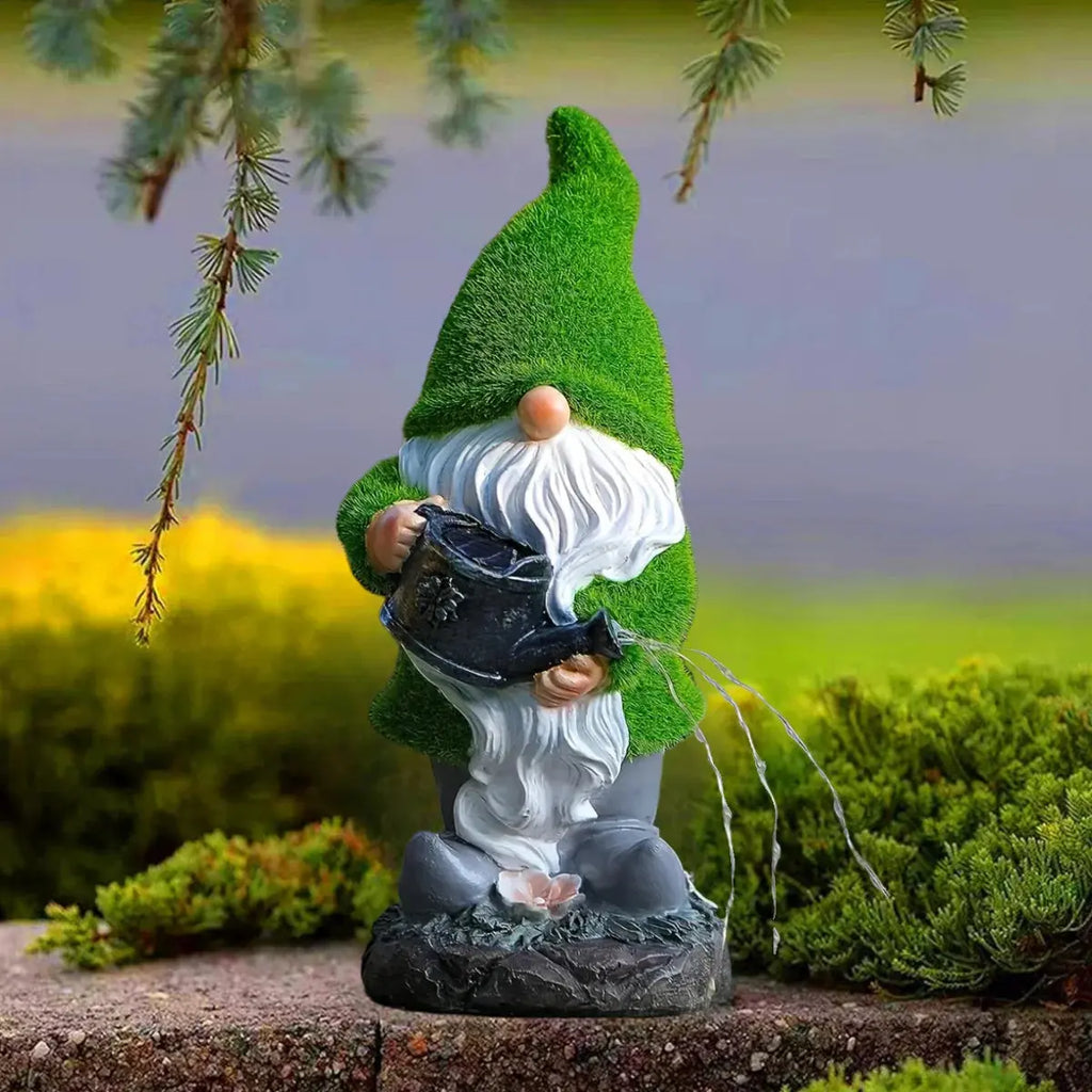 Outdoor Garden Solar Statue Light, Outdoor Gnomes Statues Decor, Garden Resin Flocking Gnome Watering Statue Decorative Light Mayra and Company