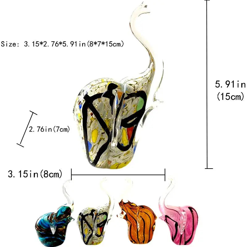 DecorBites™ Crystal Glass Elephant Sculpture Figurine Handmade Craft Home Decor Gift Decorbites