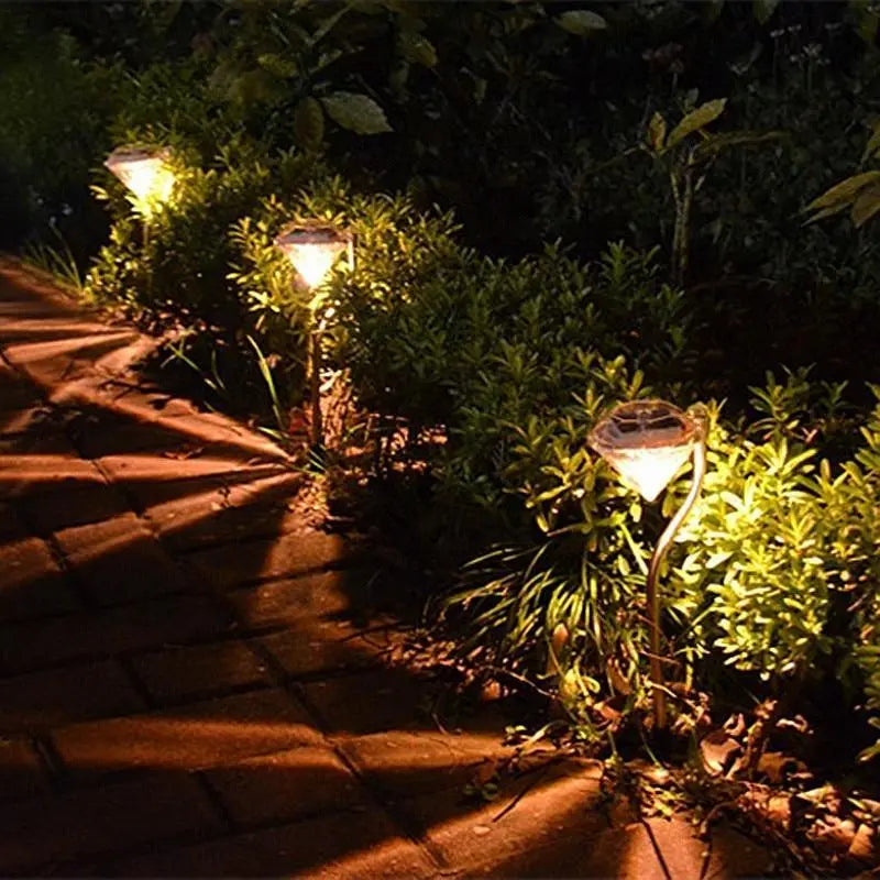 4 Solar Garden Diamond LED Lamps In White Warm White And Multicolor Stainless Steel Lamps For Garden Pathway Yard Stevvex