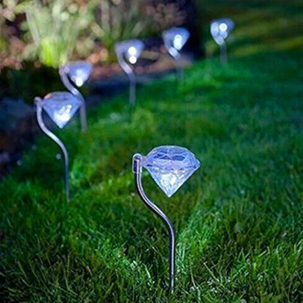 4 Solar Garden Diamond LED Lamps In White Warm White And Multicolor Stainless Steel Lamps For Garden Pathway Yard Stevvex