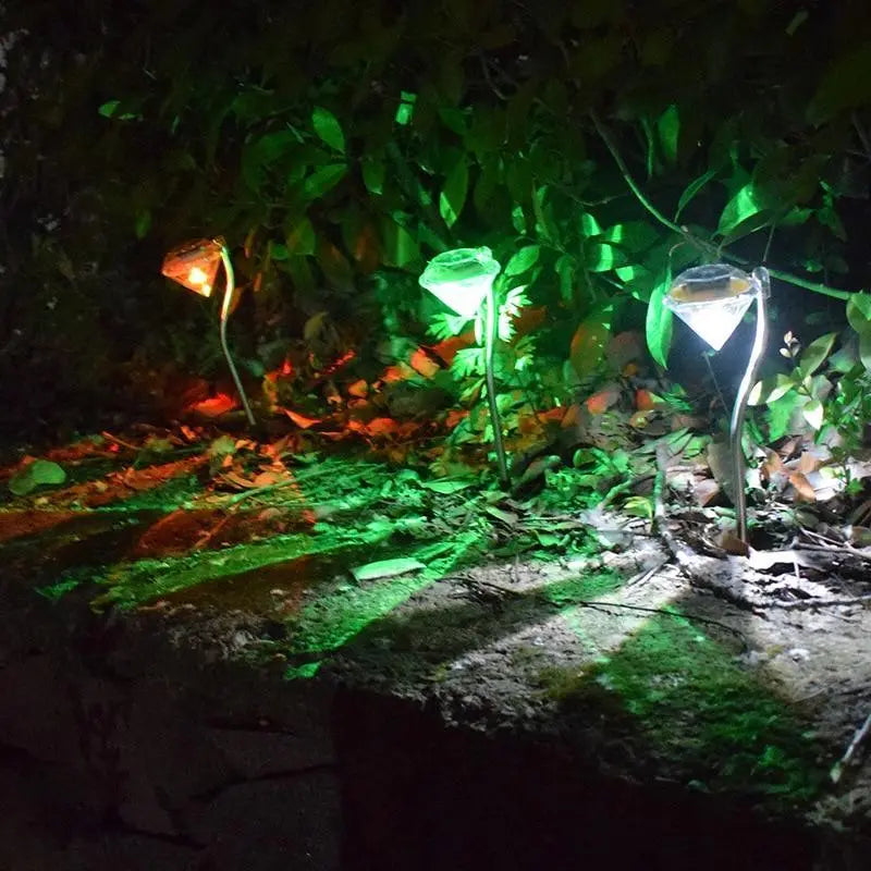 4 Solar Garden Diamond LED Lamps In White Warm White And Multicolor Stainless Steel Lamps For Garden Pathway Yard Stevvex