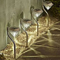 4 Solar Garden Diamond LED Lamps In White Warm White And Multicolor Stainless Steel Lamps For Garden Pathway Yard Stevvex