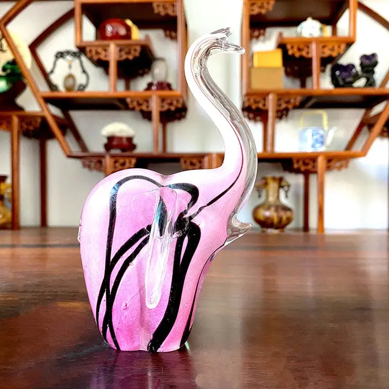 DecorBites™ Crystal Glass Elephant Sculpture Figurine Handmade Craft Home Decor Gift Decorbites